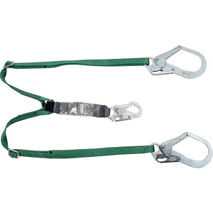 MSA V-Series Lanyard, 6', Rebar Hook Center, Snap Hook Leg Ends, Polyester