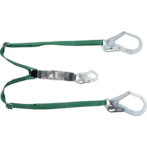 MSA V-Series Lanyard, 6', Rebar Hook Center, Snap Hook Leg Ends, Polyester