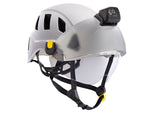 Petzl Strato Vent Helmet White Pacific Ropes with Visor and Head Lamp